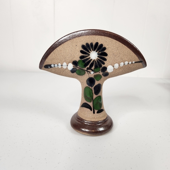 Vintage Mexican Stoneware Tonala Pottery Napkin Letter Holder Floral Boho Decor - Picture 7 of 7